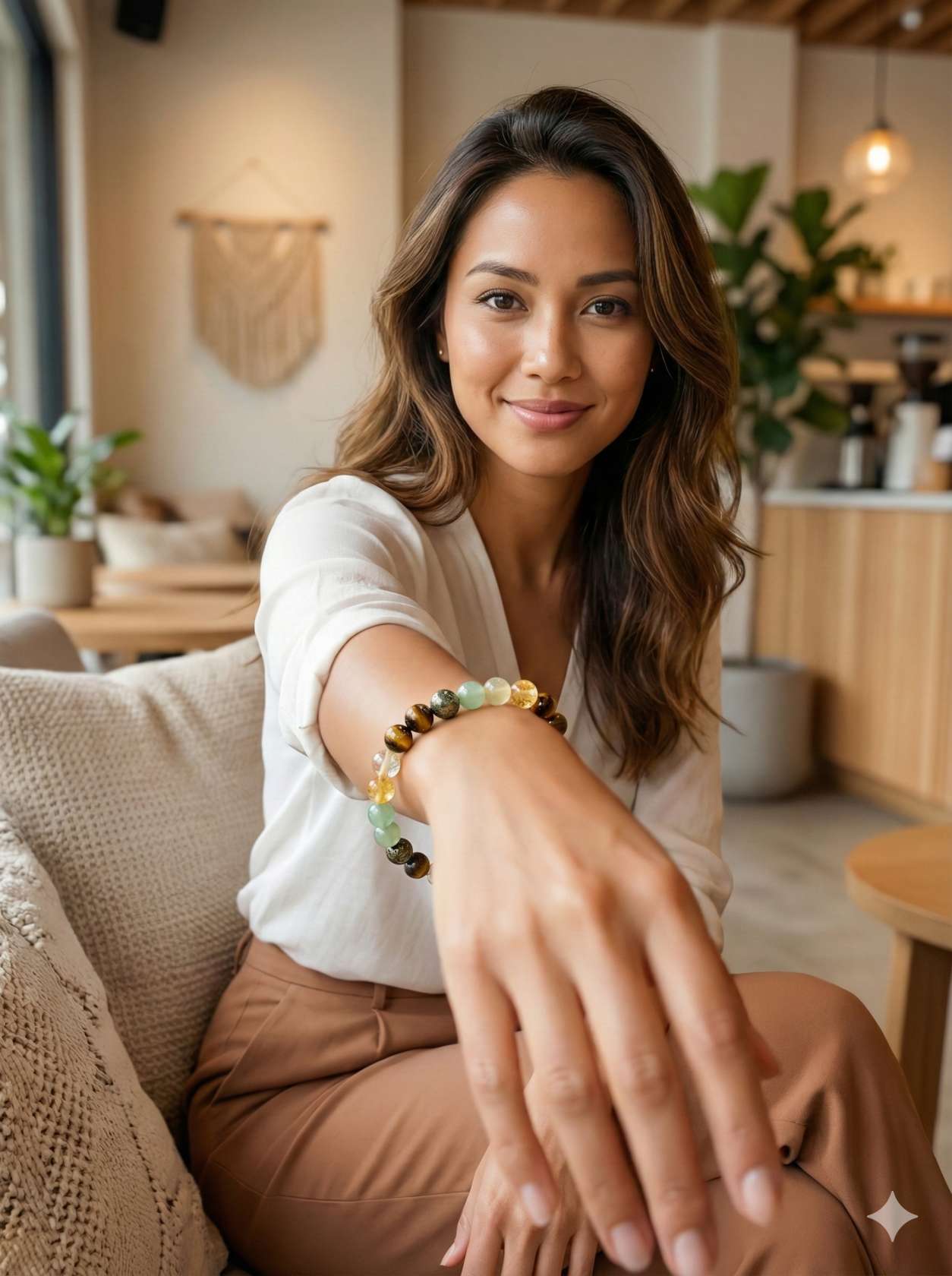 Money Magnet Fusion Band - Pyrite, Tiger Eye, Citrine & Aventurine Beads