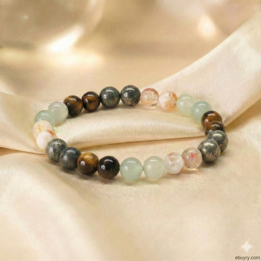 Money Magnet Fusion Band - Pyrite, Tiger Eye, Citrine & Aventurine Beads