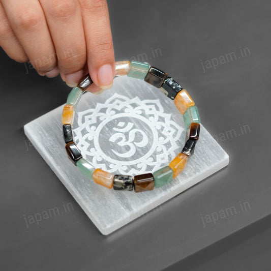 Sacred Om Selenite Plate